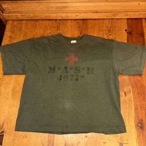 Anvil M*A*S*H 4077th Army Green T-Shirt Size Large 100% Cotton